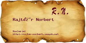 Rajtár Norbert névjegykártya